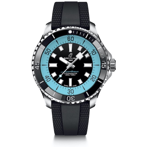 Breitling Superocean Automatic 44 Special Edition Iceblue Front Die Breitling Superocean hat einen Durchmesser von 44 Millimetern.