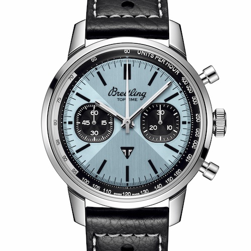 Breitling Top Time B01 Triumph Ref. AB01764A1C1A1 Die Breitling Top Time B01 Triumph an einem Lederband im Rennsport-Look.