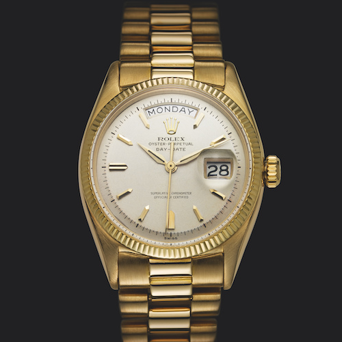 Die erste Day-Date von Rolex aus dem jahr 1956 trug die Aufschrift »Superlative Chronometer Officially Certified«.