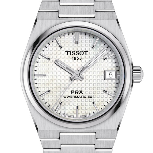Tissot PRX 35mm T137_207_11_111_00_Perlmutt Die Tissot PRX 35 mm Automatik mit Perlmuttzifferblatt.