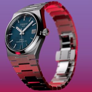 Das Stahlband der Tissot PRX 35 mm Automatik besitzt eine Faltschließe.