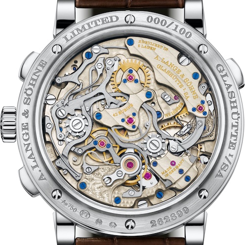 A. Lange & Söhne 421.056 1815 Rattrapante L101.1 Das Handaufzugwerk L101.1 besteht aus insgesamt 631 Einzelteilen.