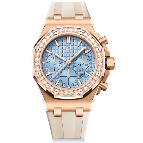 Audemars Piguet Royal Oak Offshore Hellblau 26231OR.ZZ.A085CA.01 Die 32 Brillantschliff-Diamanten besitzen ein Gesamtgewicht von 1,02 Karat.