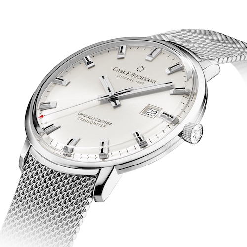 Carl F. Bucherer Heritage Chronometer Celebration 0010804081321 silbernes Zifferblatt Das Zifferblatt der Edelstahlversion ist galvanisch versilbert.