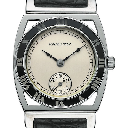 Hamilton Oppenheimer Pipping Rock 1920er Die Piping Rock aus den 1920er Jahren hat ein Stahlgehäuse mit einer Größe von 30 mal 30 Millimetern.