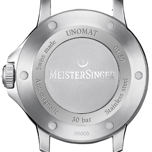 Meistersinger Unomat ED-UN915 Das automatische Sellita SW400 wird durch ein Weicheisen-Zifferblatt gegen magnetische Einflüsse abgeschirmt.