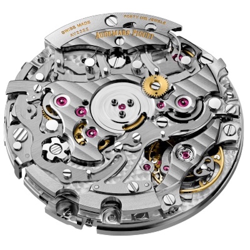 Audemars Piguet Kaliber 4409 Rückseite ohne Rotor Der Schaltrad-Chronograph 4409 von Audemars Piguet besteht aus 349 Einzelteilen.