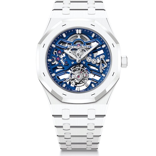 Audemars Piguet Royal Oak 26735CB-OO-1225CB-99 Das Tourbillon besitzt ein Gehäuse und ein Armband aus weißer Keramik.