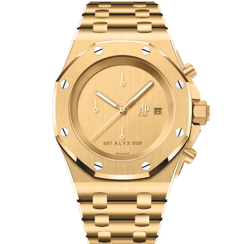 Audemars Piguet Royal Oak Offshore Gelbgold ALYX 26238BA.OO.2000BA.01Audemars_Piguet_Royal_Oak_Offshore_Gelbgold_ALYX_26238BA-OO-2000BA-01_Front Der Chronograph besitzt eine Flyback-Funktion zum sofortigen Neustart ohne zuvor auf Null zu stellen.