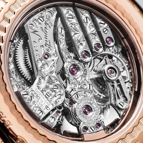 Breguet Minutenrepetition Kaliber 567/2 Das Handaufzugkaliber 567/2 ist aufwändig von Hand veredelt.