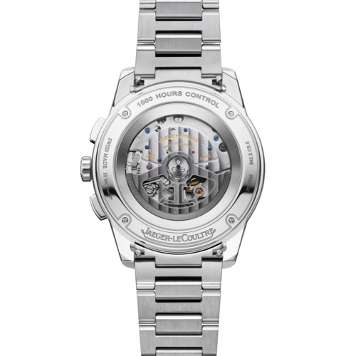 Jaeger-LeCoultre_Polaris_Chronograph_2023_Boden_Kaliber_761 Der Saphirglasboden gibt den Blick auf das Schaltradkaliber 761 frei.