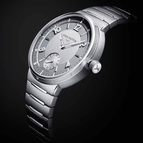 Louis Vuitton Tambour W1ST10 Graues Blatt Krone Die Kleine Sekunde bei sechs Uhr verleiht der Tambour ein klassisches Äußeres.