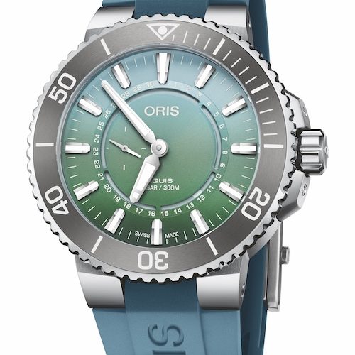 Oris Datt Watt Limited Edition II 01 743 7734 4197 Kautschukband Das Sondermodell wird mit einem zusätzlichen Kautschukarmband geliefert. Es besitzt ebenfalls eine Sicherheitsfaltschließe mit Verlängerungsmöglichkeit.