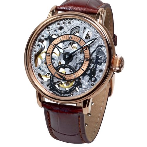 Poljot International Victoria Roségold 3620.1941673 Die roségoldfarbene Version der Queen Victoria besitzt ein braunes Kalbslederband.