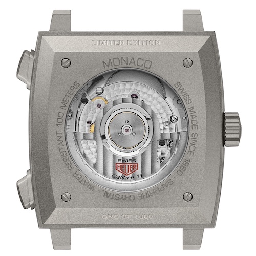 TAG Heuer Monaco Chronograph Racing Blue CAW218C.FC6548 Calibre 11 Der Chronograph basiert auf einem Automatikwerk mit einem Modulaufbau von Dubois-Dépraz.