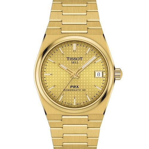 Tissot PRX 35 mm Powermatic 80 T137_207_33_021_00 Gold-PVD Die Tissot PRX 35 mm Powermatic 80 ist auch in einer PVD-vergoldeten Version erhältlich.