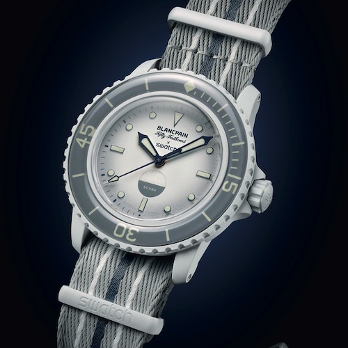 Swatch Scuba Antarctic Ocean Front Die Swatch Scuba Modelle Fifty Fathoms besitzen einen Gehäusedurchmesser von 42,3 Millimetern.