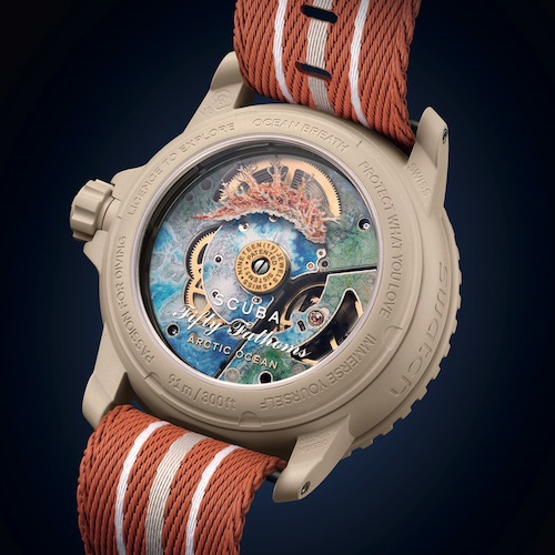 Swatch Scuba Fifty Fathoms Boden Der Nacktkiemer Dendronotus Frondosus ziert den Rotor des Sistem-51-Werkes.