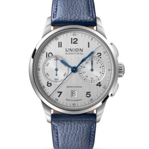 Der Chronograph besitzt zwei Hilfszifferblätter für den die Minutenzählung und die Kleine Sekunde.