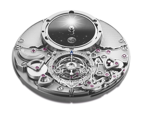Glashütte Original Kaliber 58-06 Zifferblatt Das fliegende Tourbillon besitzt eine Null-Stopp-Mechanismus und eine Minutenrastung.