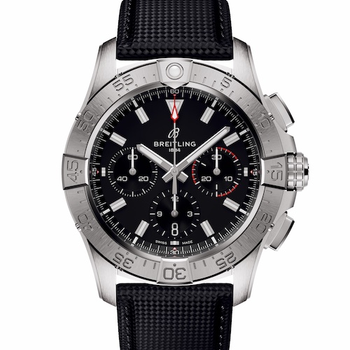 Breitling Avenger B01 Chronograph 44_Ref. AB0147101B1X1_Schwarz Die Edelstahllünette mit 60-Minuten-Markierung ist einseitig drehbar.