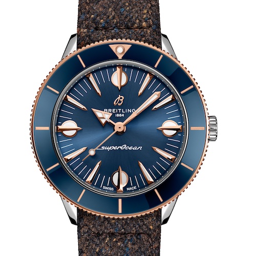 Breitling Superocean Heritage 57 Highlands Capsule Collection Blau Die kratzfeste Kermiklünette ist farblich auf des Zifferblatt abgestimmt.