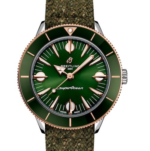 Breitling Superocean Heritage 57 Highlands Capsule Collection Grün Die Breitling Superocean Heritage besitzt eine Drehlünette aus 18K Rotgold.