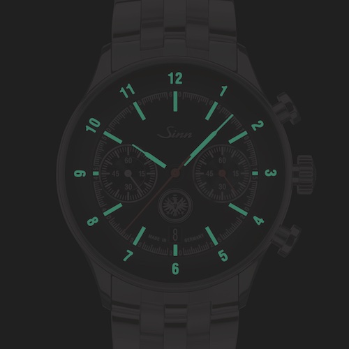 Sinn Spezialuhren Modell 910 Eintracht Nacht Das Nachleuchtschema des Modells 910 Eintracht von Sinn Spezialuhren.