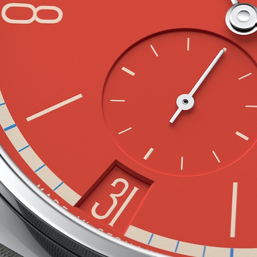 Nomos Glashütte 14 Tangente 38 Datum Rambazamba Ein temperamentvolles, warmes Rot. Der Name Rambazamba dieses feurigen Farbtons wurde ursprünglich verwendet, um wilde Partys zu beschreiben.