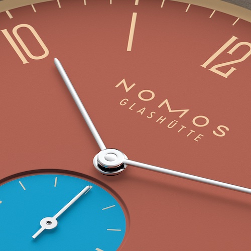 Nomos Glashütte Tangente 38 Datum Ziegelblau