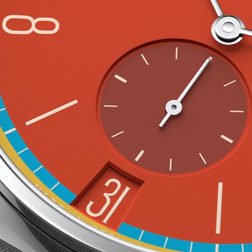Nomos Glashütte Tangente 38 Datum Sportbunt Die Tangente Datum Sportbunt ist vom DDR-Trainingsanzug inspiriert. Die Uhr erinnert aber auch sonst an die Mode der 70er-Jahre, an olympische Ringe und eine strahlende und heitere Zeit der Jugend.