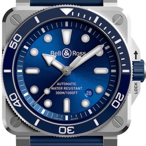 Bell & Ross BR03 Blau Die blaue Edelstahlversion der Bell & Ross BR 03 besitzt eine Lünette aus Keramik.