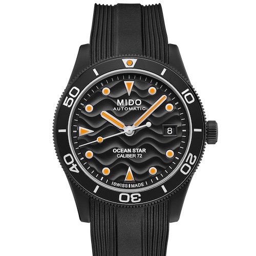 MIDO Ocean Star 39_1.260 Euro UVP_M026.907.37.051 Die Mido Ocean Star 39 mit schwarzer PVD-Beschichtung und Kautschukband.