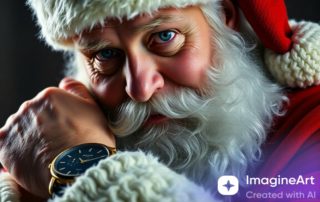 Weihnachtsmann mit Armbanduhr