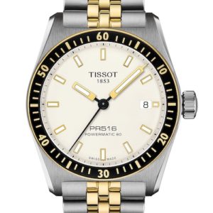 Die Bicolor-Version der Tissot PR516 Powermatic ist PVD-beschichtet.