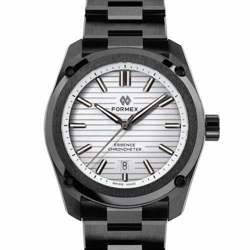 Formex Essence Ceramica Arctic White Die Essence Ceramica Arctic White von Formex mit weißem Zifferblatt.