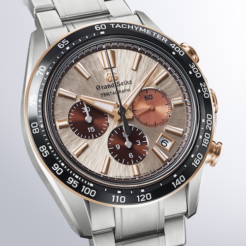 Das Zifferblatt des Grand Seiko Sunrise Tentagraph Chronographen soll an einen Sonnenaufgang erinnern.