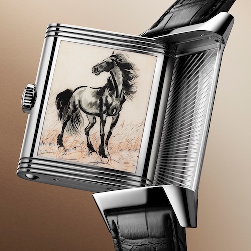 Jaeger-LeCoultre Reverso_Tribute_Enamel_Xu_Beihong_Q39334b1 Stehendes Pferd Die Miniaturmalerei mit dem Motiv »Stehendes Pferd«.