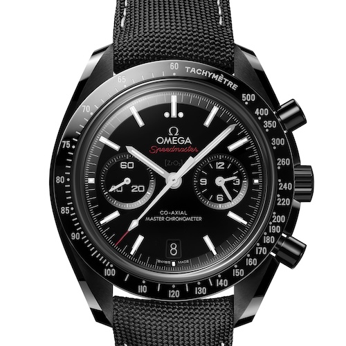 Omega Speedmaster Dark Side of the Moon 310.92.44.51.01.002 Die Omega Speedmaster Dark Side of the Moon mit einer Tachymeterskala aus Liquidmetal.