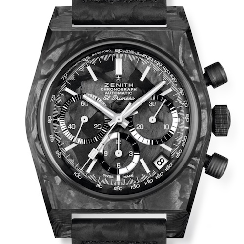 Die Zenith Chronomaster Revival Cover Girl Carbon besitzt ein Gehäuse aus geschmiedetem Karbon.