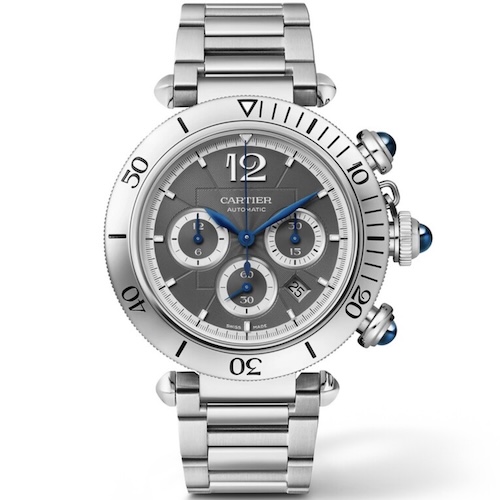 Cartier Pasha de Cartier Chronograph Der Cartier Pasha de Cartier Chronograph wird vom Kaliber 1904-CH MC angetrieben.