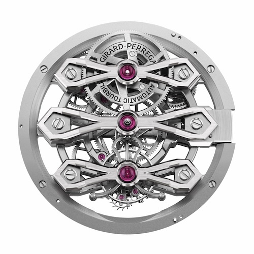 Das Kaliber GP9620 von Girard-Perregaux besitzt einen Mirkorotor aus Platin.