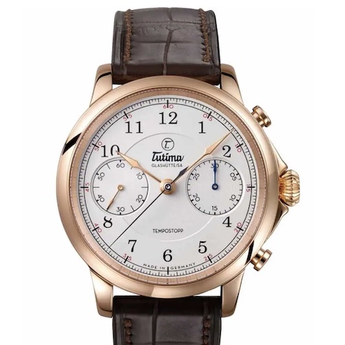 Tutima Tempostopp 6650-01 Der Tutima Chronograph Tempostopp 6650-01 im Gehäuse aus 18K Roségold mit einem Durchmesser von 41 Millimetern.