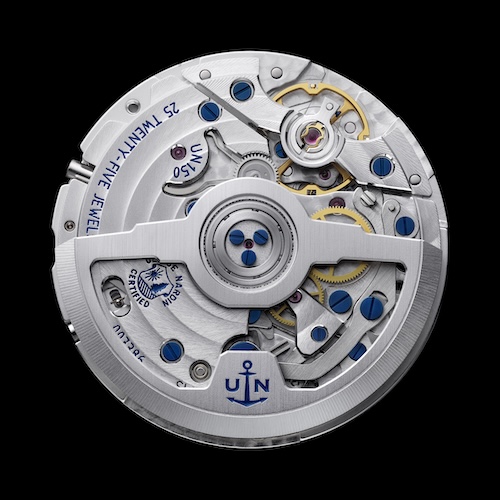 Ulysse Nardin Kaliber UN-150 Das UN-150 von Ulysse Nardin arbeitet mit einer Frequenz von vier Hertz und besitzt eine Silizium-Hemmung.