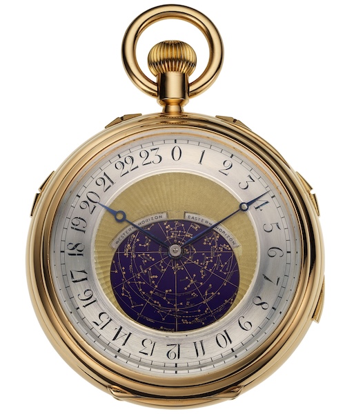 Die Rückseite der Taschenuhr zeigt eine Karte des Sternenhimmels über London mit 315 Sternen.