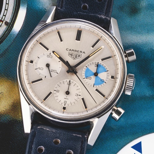 Carrera Yachting Das 30-Minuten-Hilfszifferblatt der Carrera »Yachting« mit drei blau lackierten Segmenten, die jeweils fünf Minuten anzeigen.