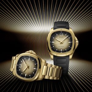 Das schwarze Kautschukband der Mido Multifort TV Big Date Special Edition ist strukturiert,