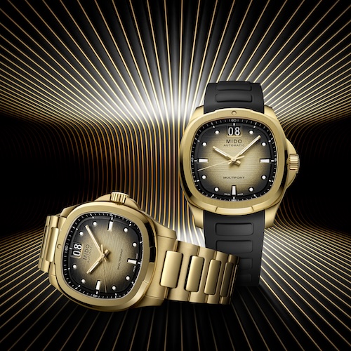 Das schwarze Kautschukband der Mido Multifort TV Big Date Special Edition ist strukturiert,