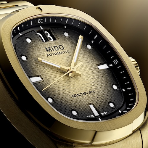 Die Oberfläche des Zifferblatts mit Farbverlauf ist horizontal gebürstet.