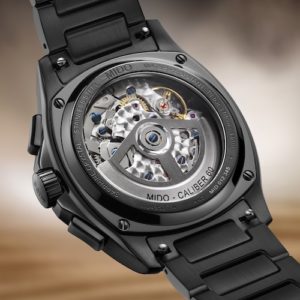 Der Multifort TV Chronograph von Mido mit skelettiertem Rotor.